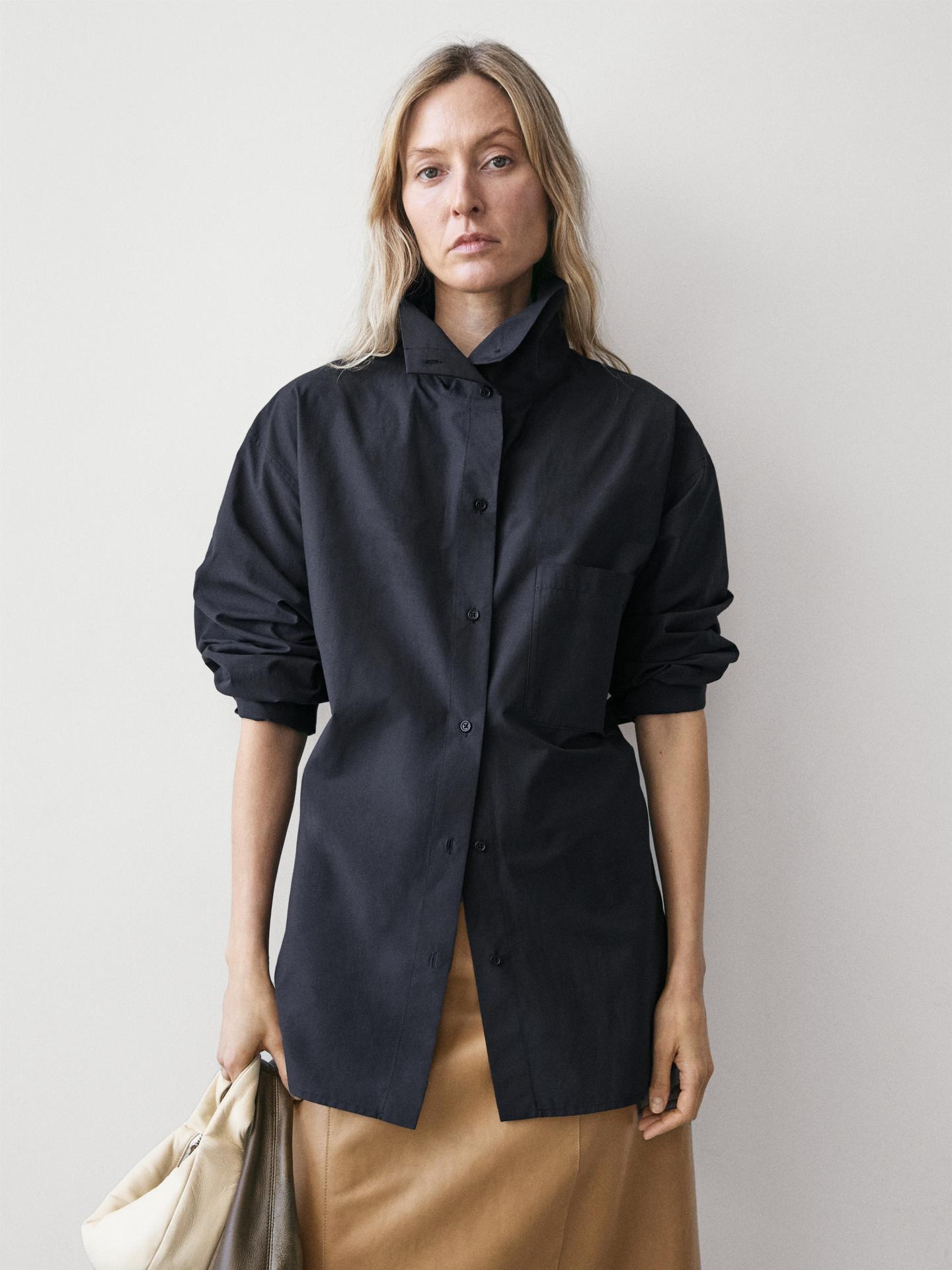 Cotton blend overshirt with pocket