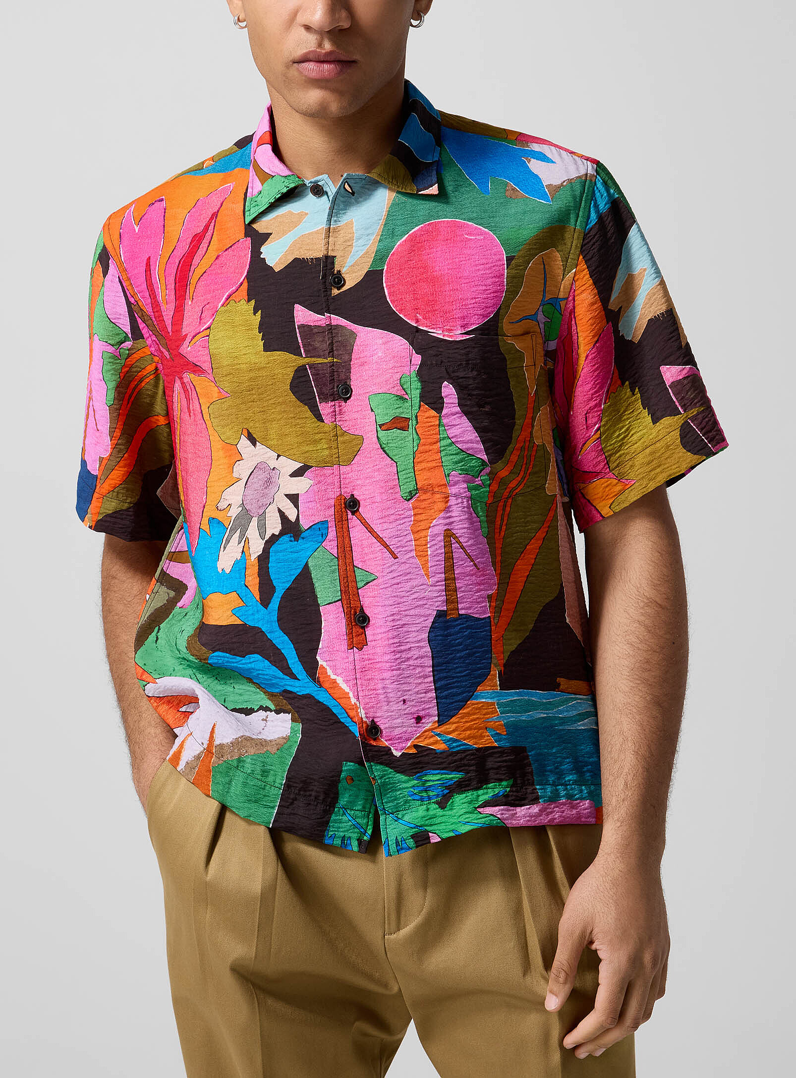 River Collage crinkled texture abstract shirt