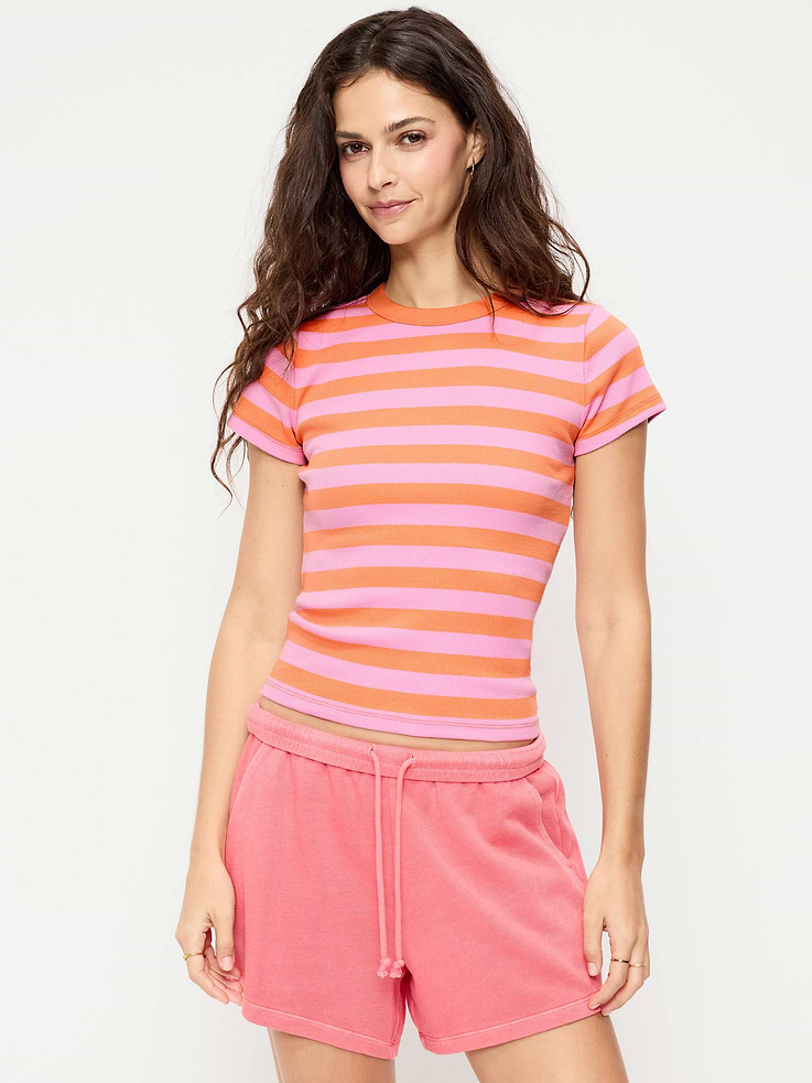 Snug Crew-Neck Ribbed T-Shirt