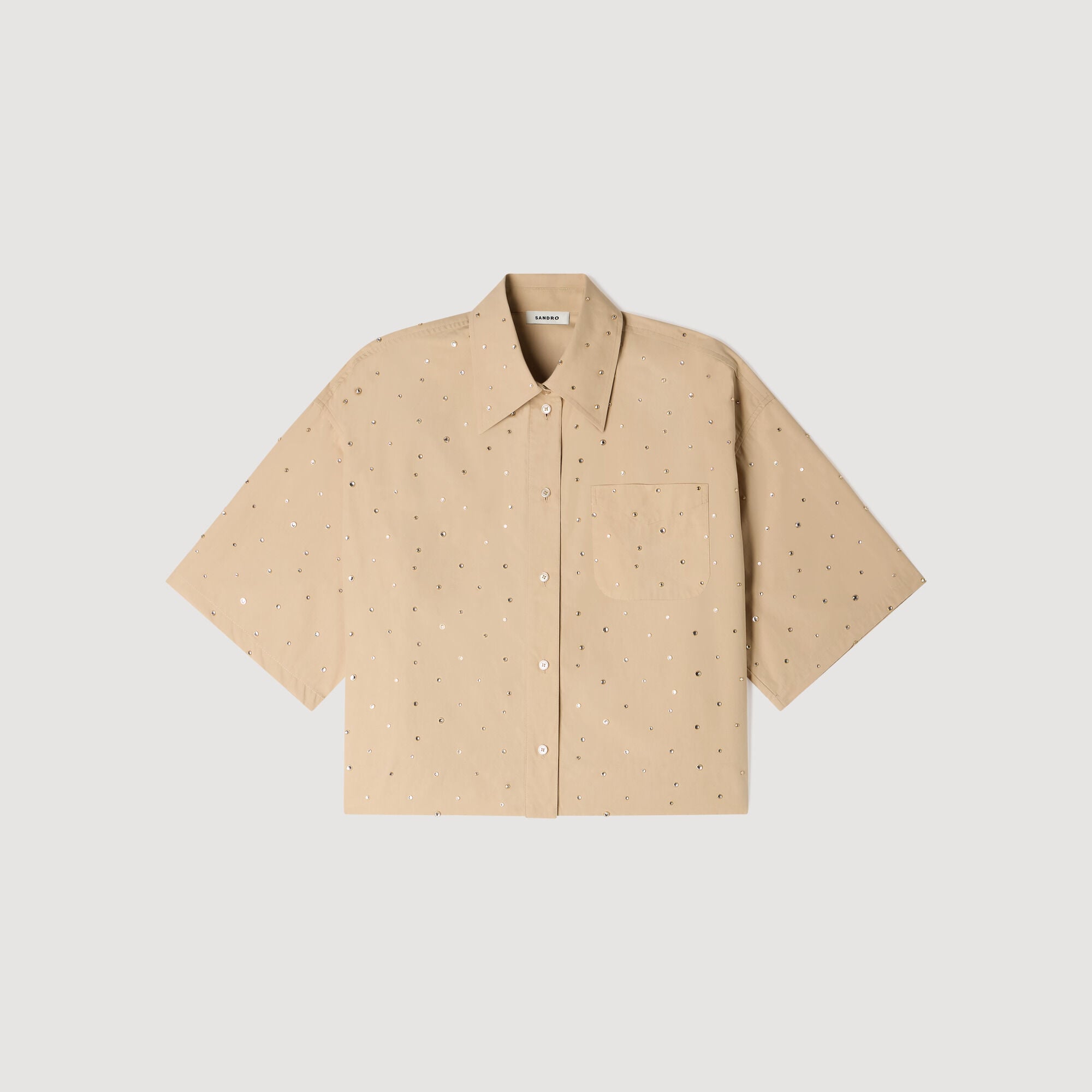 Cotton shirt with rhinestones