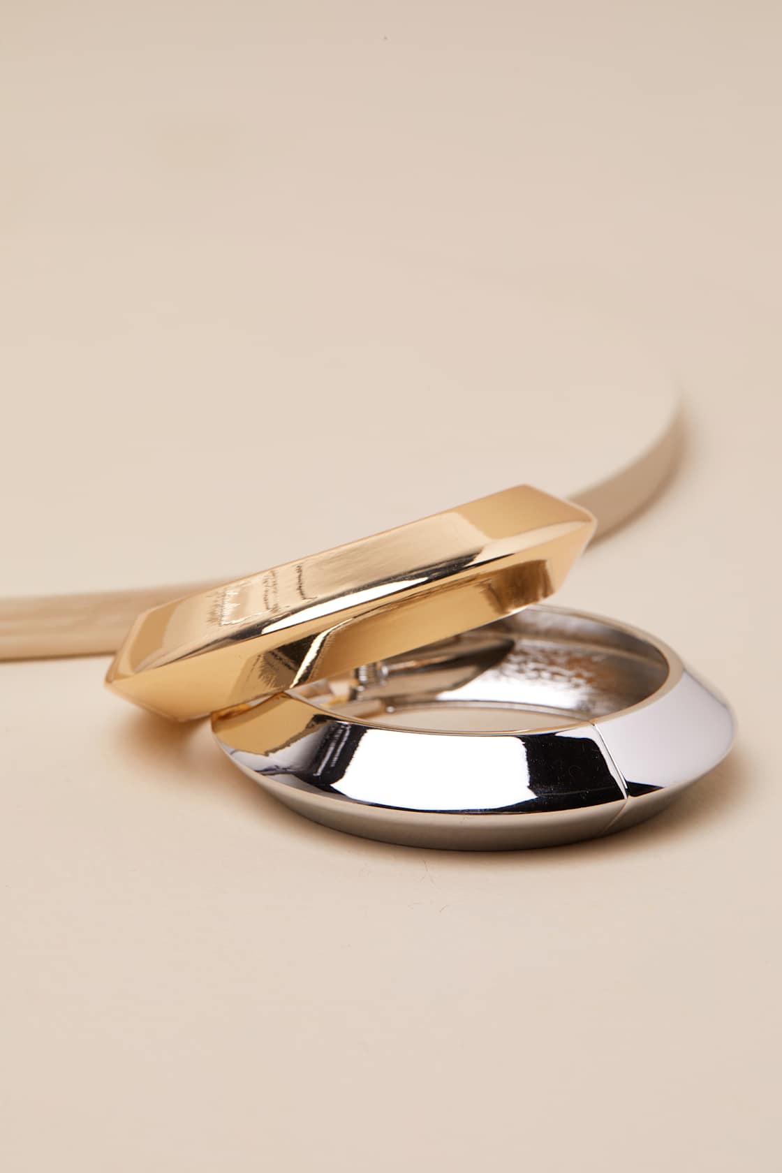 Confident Presence Gold and Silver Two-Piece Cuff Bracelet Set