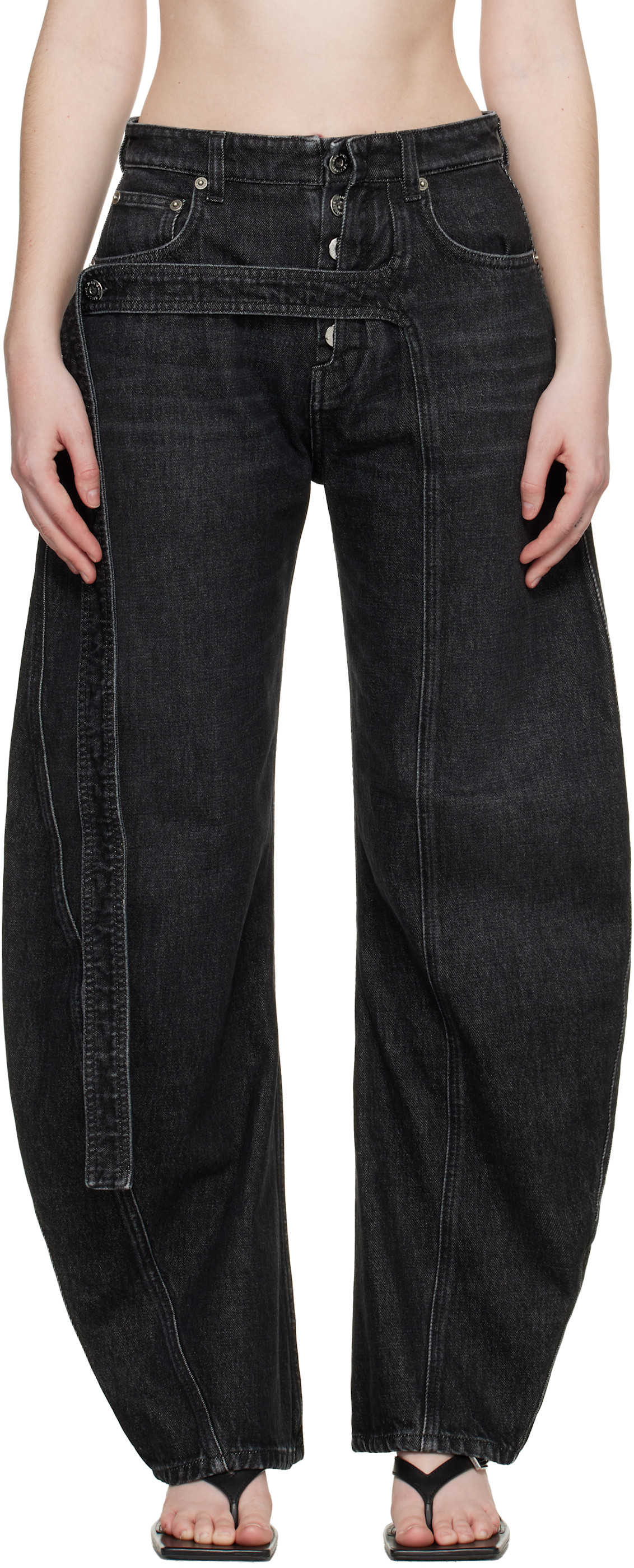 Black 'The Denim Strap' Jeans