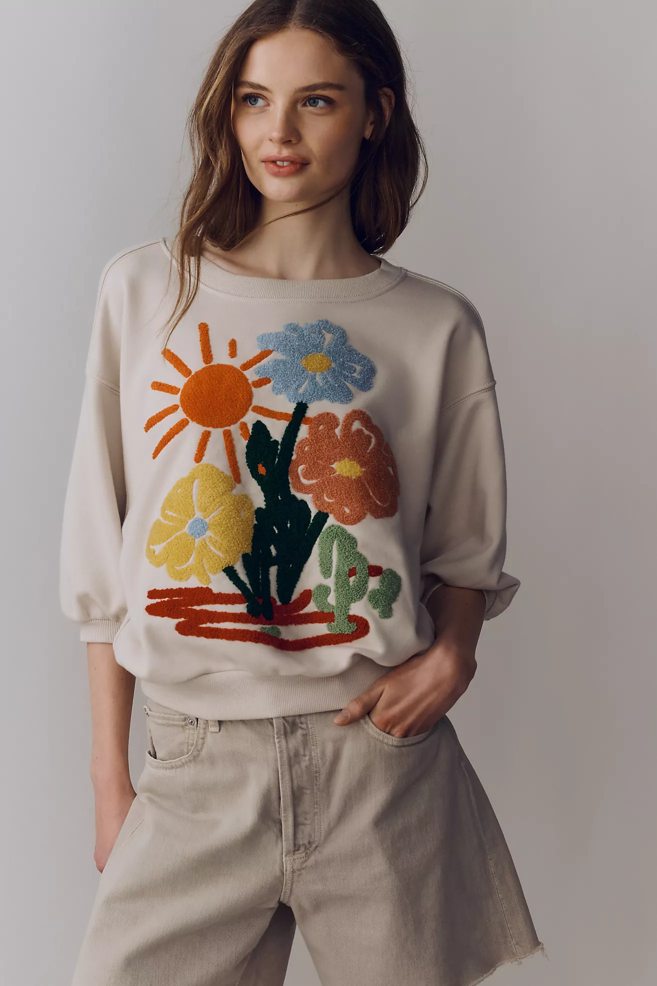 Niki Bubble Embroidered Pullover by Pilcro