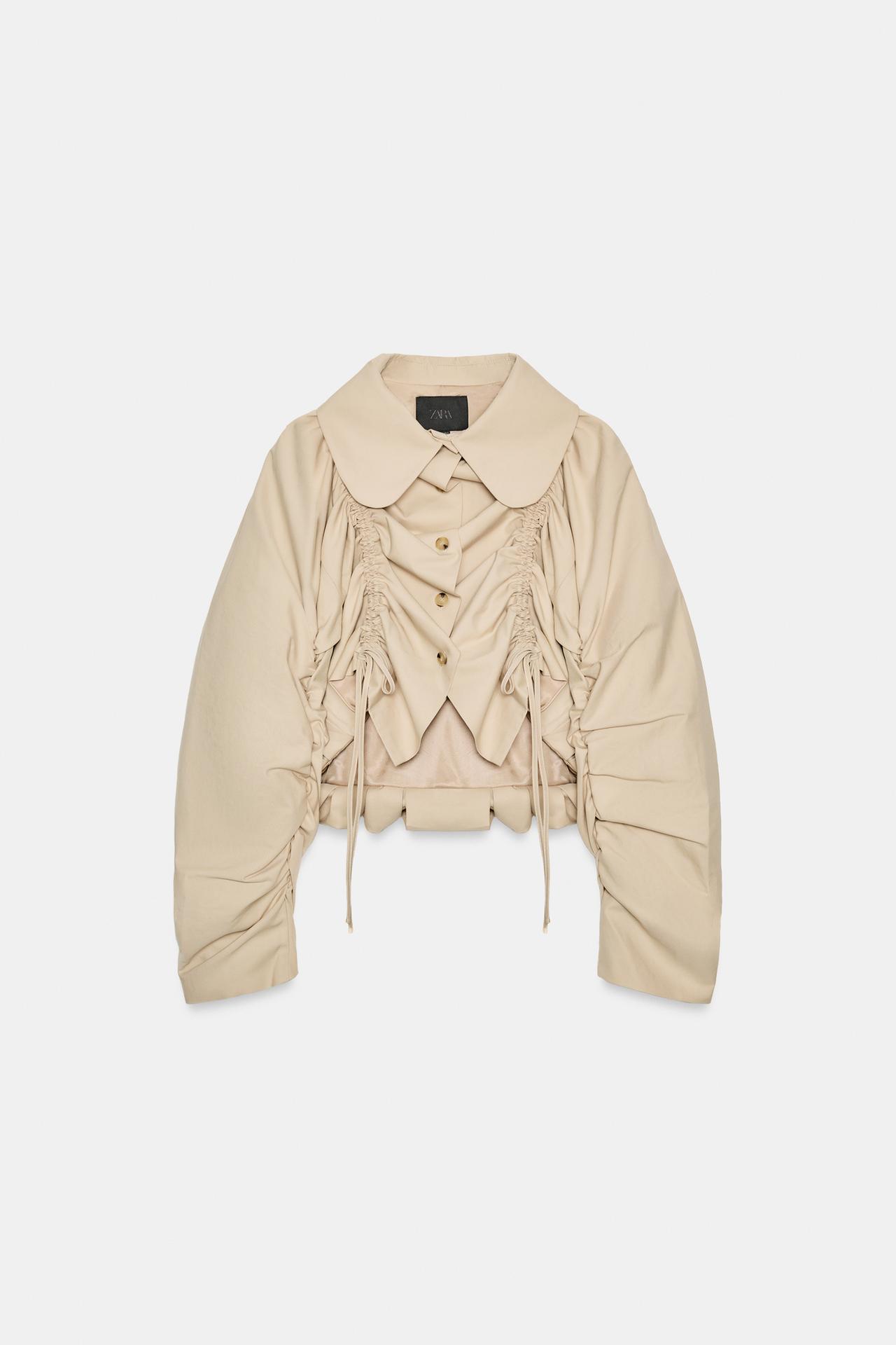 Ruffled Cropped Trench Coat