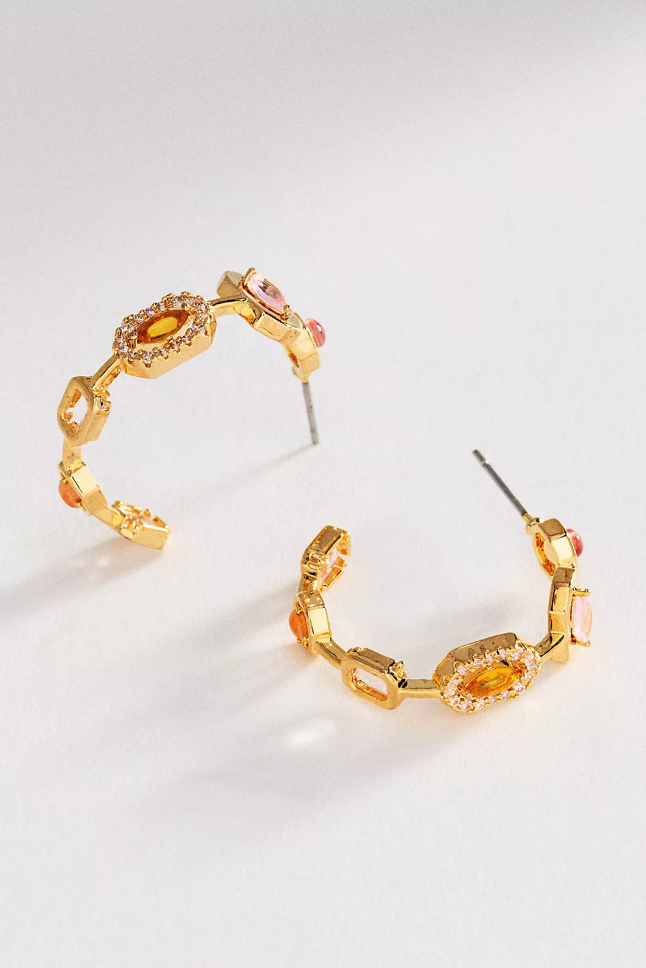 Mixed Crystal Mini Hoop Earrings