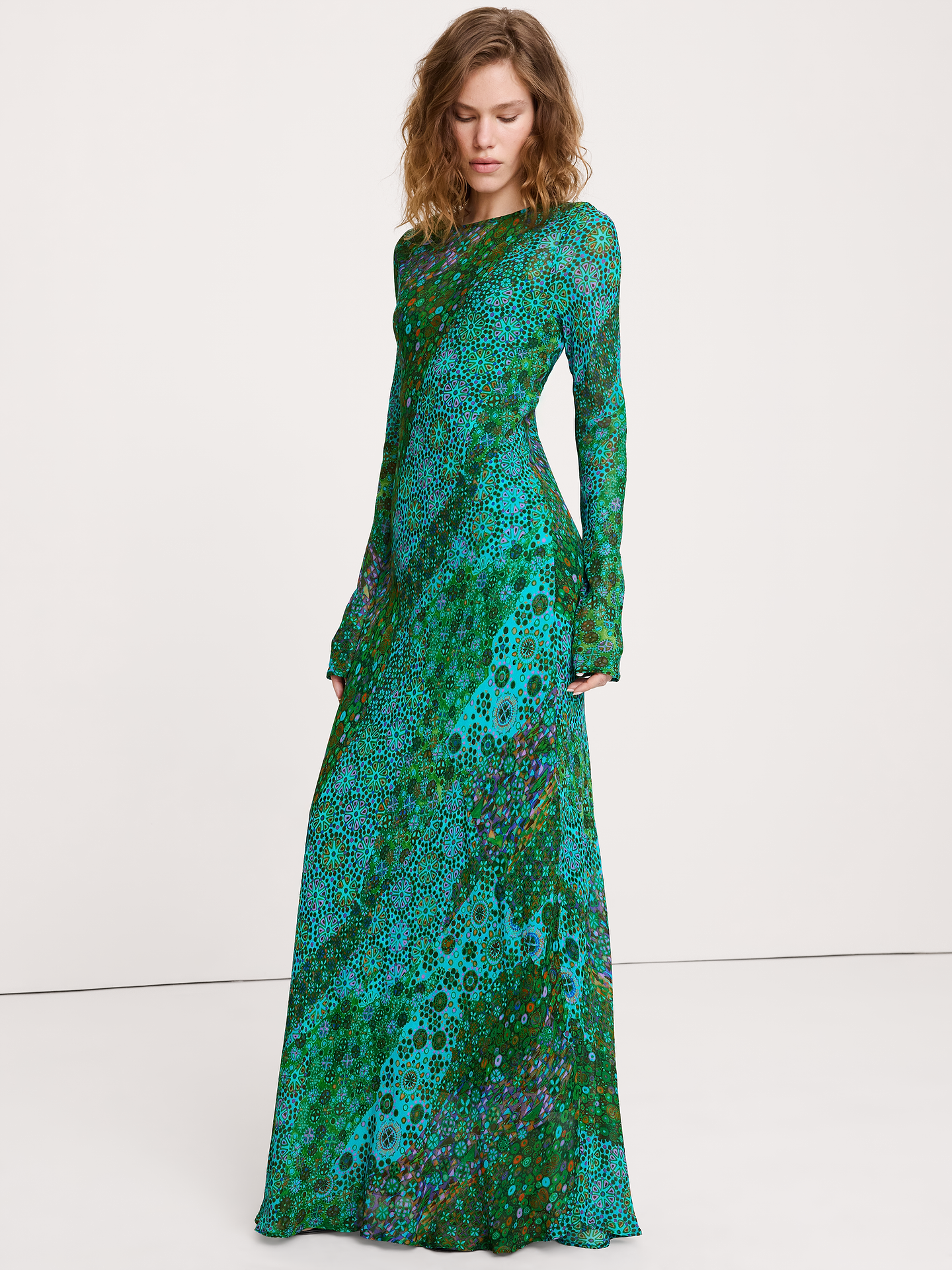 Bias-Cut Chiffon Maxi Dress