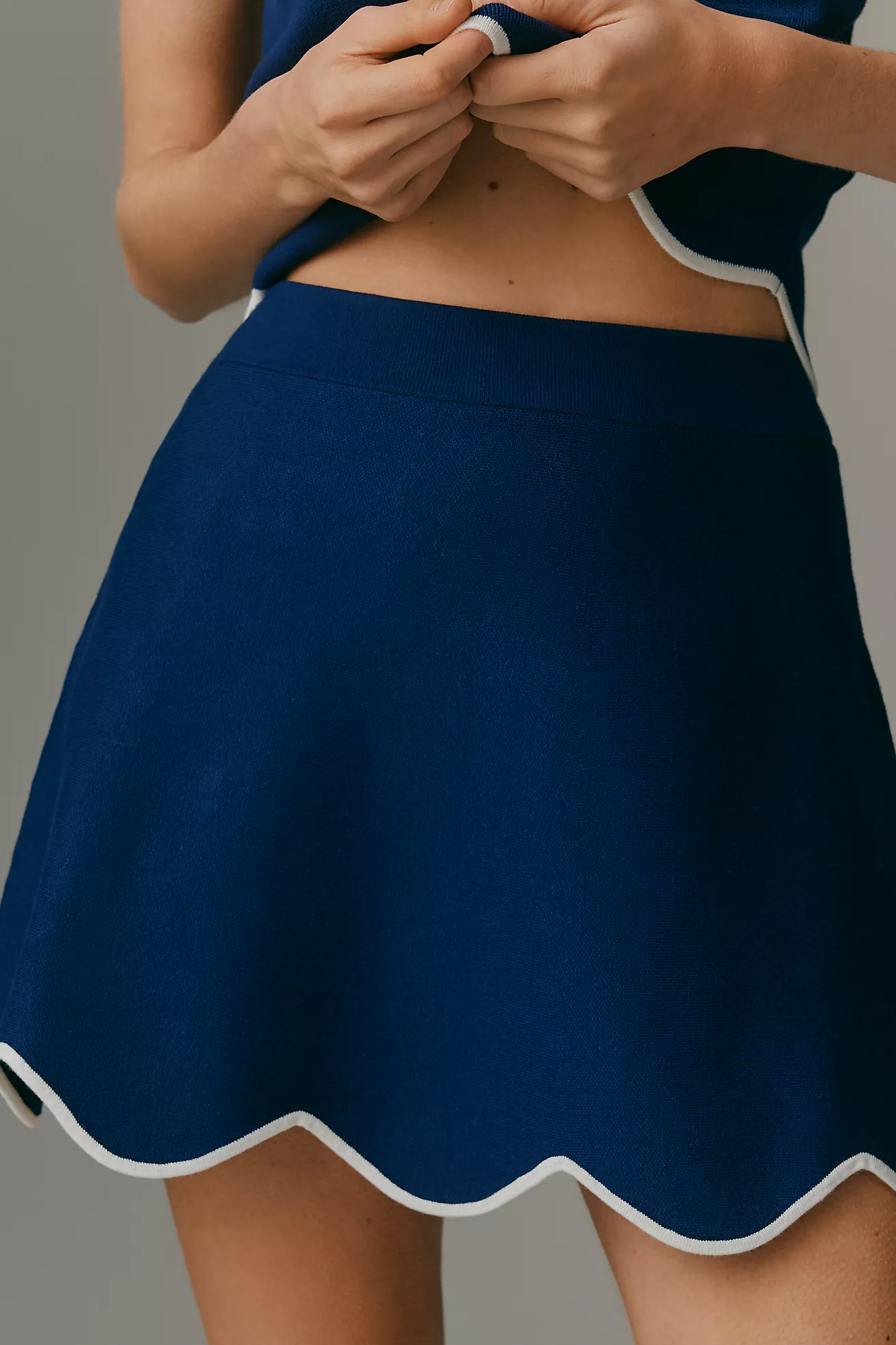 Maeve Scalloped-Hem Sweater Mini Skirt